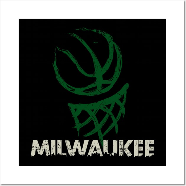 Vintage Milwaukee Wisconsin B-Ball Basketball Game Fans Wall Art by MintaApparel